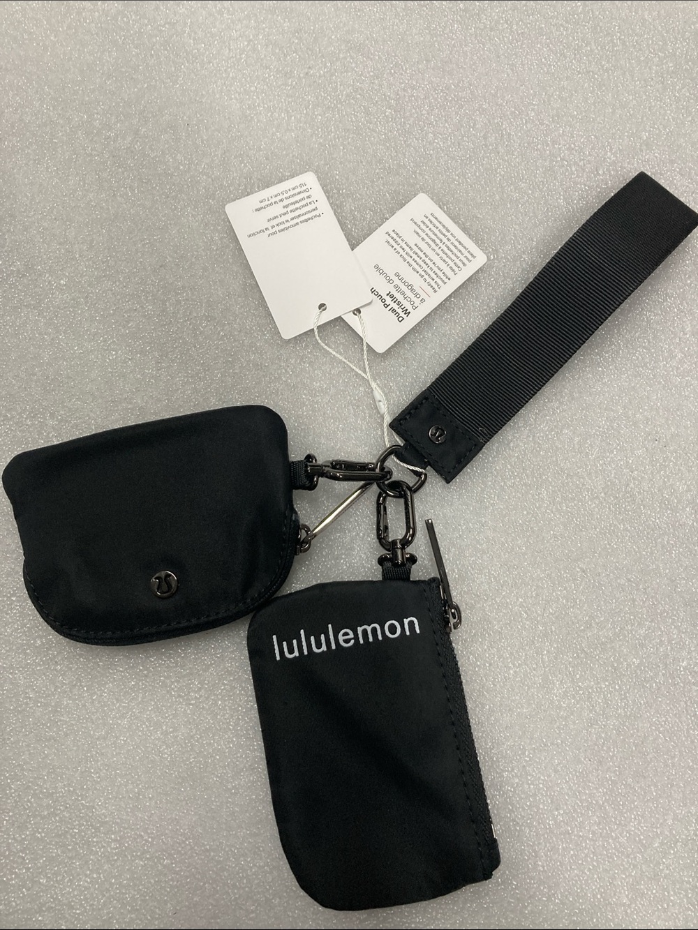 Lululemon Black Mini Zipper Pouch Keychain